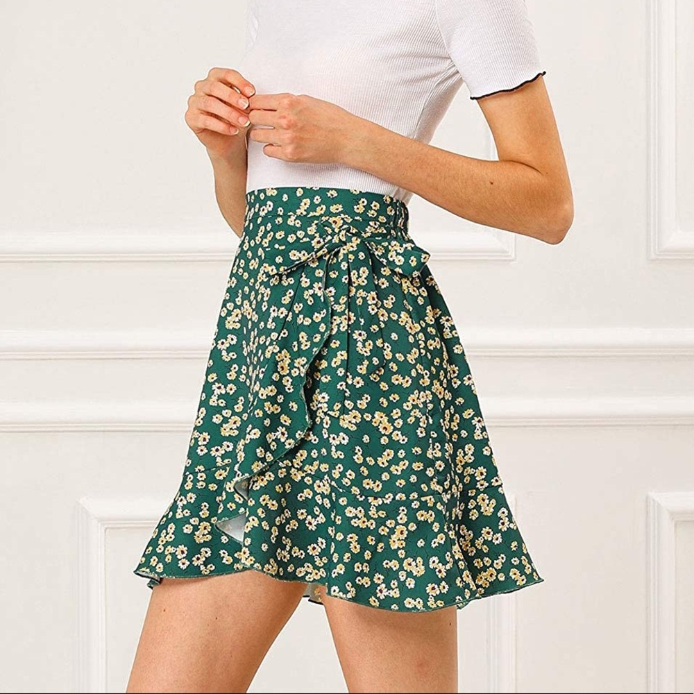 Green Floral Skirt